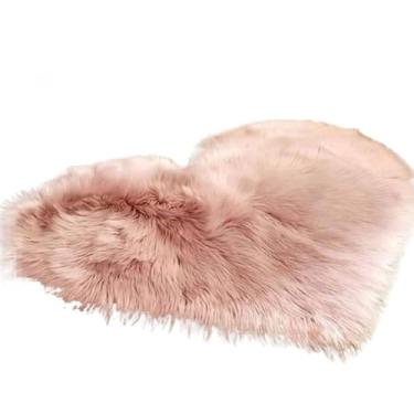 Imagem de Tapete Peludo Coração Grande 50cm Formato de Chão Ambiente Pelego Casa Fotos Cenários(Rose)