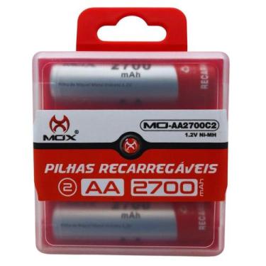 Imagem de Case C/ 2 Pilhas Recarregáveis 2700mah Aa 1.2v Ni-mh - Mox