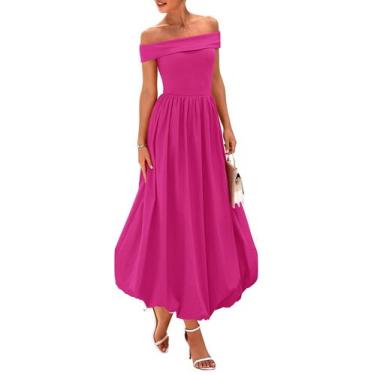Imagem de Vestido feminino PRETTYGARDEN de verão sem ombro A Line vermelho