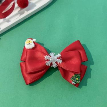 Imagem de Conjunto de 2 peças de prendedores de cabelo com laço de Natal adoráveis acessórios de cabelo para meninas, mulheres e crianças (vermelho)