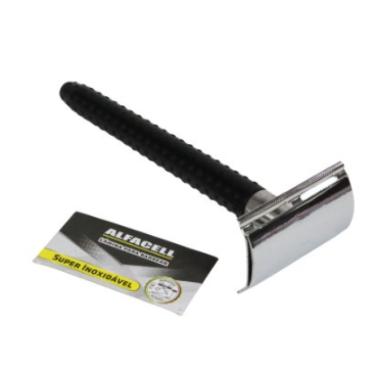 Imagem de Aparelho de Barbear Aço Inox 10,5cm com Lâmina - Tudo em Caixa