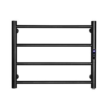 Imagem de WYUYIWH Aquecedor de toalhas elétrico com temporizador, aquecedor de toalhas, toalheiro elétrico inteligente montado na parede, toalheiro de aço inoxidável, aquecido, 48 W, secador de toalhas (plugue