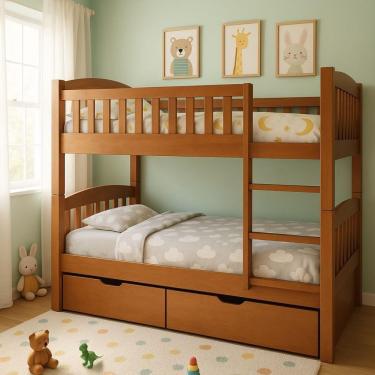 Imagem de Beliche 1,90 X 90 - Madeira Maciça - Móveis De Gramado - Castanho