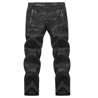 Imagem de Calças masculinas de esqui com bolso com zíper, à prova de vento à prova de água grossa Ski neve Calça de viagem de golfe de pelúcia para meninos Pesca Snowboard Roupa térmica durável