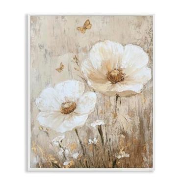 Imagem de Stupell Industries Arte giclée emoldurada preta marfim floral e borboleta, design por Petal Prints Design, 76 x 61 cm