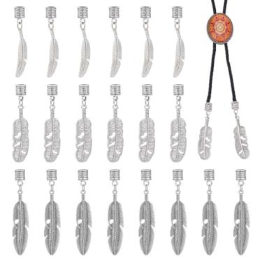 Imagem de NBEADS 24 peças 3 estilos de pontas de gravata bolo, liga de pena bolo, suprimentos, substituição de tampas de extremidade de cordão prata antiga para artesanato faça você mesmo, decoração de roupas