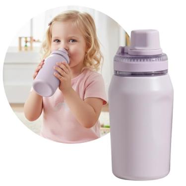 Imagem de Garrafa Térmica, Tampa Antivazamento, com Canudo e Alça, Base Antiderrapante, Parede Dupla em Inox que Conserva Líquidos Quentes e Frios por Horas (Lilás, 350ml)