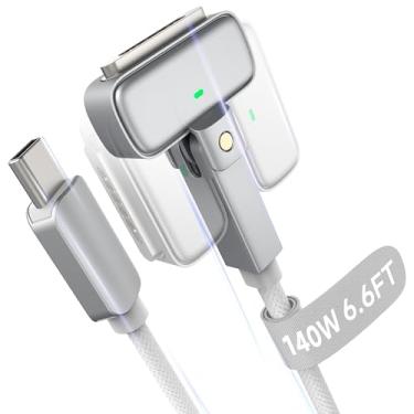 Imagem de Hugener Cabo magnético giratório 3 USB-C de 2,5 m, compatível com carregador M4/M3 MacBook Air Pro, seguro magnético de 140 W para MacBook Air (33.0 cm/38.1 cm 2025/2024/2023/2022), Pro (40.6 cm/35.6