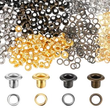 Imagem de LXUEJIE 240 conjuntos de ilhós de metal de 3 mm, kit de ilhós e ilhós de 4 cores para artesanato em papel redondo pequeno ilhó com arruelas para scrapbook fabricação de cartões tecido couro artesanato