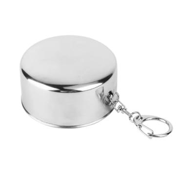 Imagem de Copo dobrável de aço inoxidável de 150 ml, copo de viagem telescópico retrátil com chaveiro para acampamento e uso ao ar livre