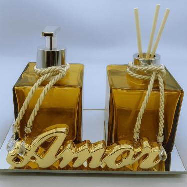 Imagem de Kit Banheiro Aromatizador De Ambiente Porta Sabonete Líquido