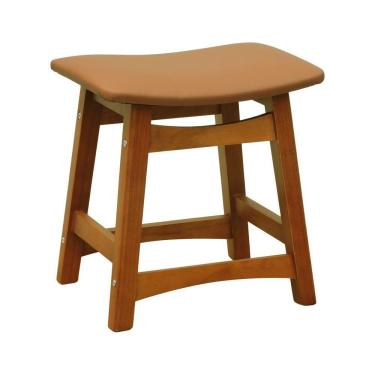 Imagem de Banco Baixo Confort Madeira Maciça Assento Anatômico - Amêndoa Estofado Corano Caramelo