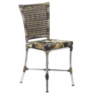 Imagem de Cadeira Angra Em Ferro Com Almofada Impermeável Trama Capuccino