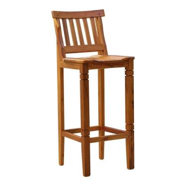 Imagem de Banqueta Alta Madri Com Encosto Madeira Maciça Natural