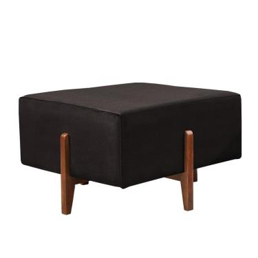 Imagem de Puff Banqueta Zurik Luxo Madeira Maciça Castellar Móbile Corino Preto
