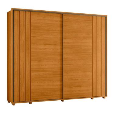 Imagem de Guarda-roupa Casal Dalí Ripado Com Escada 2 Portas 8 Gavetas - 7 Decor Cinamomo E Off White