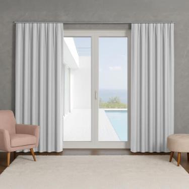 Imagem de KIT 2 Cortinas Blackout Basic, 2 Peças, Bloqueia 85% da Luz, Basic Trilho, 7 Cores, 600x250cm ou 600x270cm, para Trilho Suiço até 5m (Branco, 6,00x2,50m)