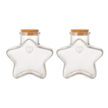 Imagem de ROHIJALE 2 pacotes de frascos de vidro em forma de estrela de 200 ml com tampa de cortiça, garrafas decorativas transparentes de vidro estrela para artesanato DIY, doces, lembrancinhas de festa
