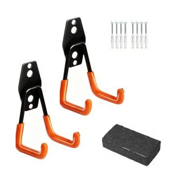 Imagem de New valley warbler Suporte de parede para pickleball, ganchos de metal preto e laranja, pacote com 2 com borracha, comporta 4 pás