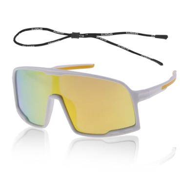 Imagem de TUCKBOLD 1 conjunto de óculos de sol de ciclismo anti-reflexo Tri-Acetil Cellulos PC UV400 Óculos de sol de ciclismo lente dourada armação dourada branca