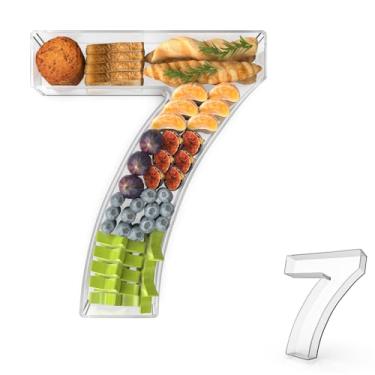 Imagem de Bandeja de charcutaria com número de acrílico de 28 cm, caixa de charcutaria com números preenchíveis para alimentos, bandeja reutilizável para exibição de bolo de doces para decoração de festa de