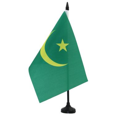 Imagem de Bandeira de mesa da Mauritânia 12 cm x 20.3 cm - Bandeira de mesa da Mauritânia 21 x 14 cm - Bastão e base de plástico preto - AZ FLAG