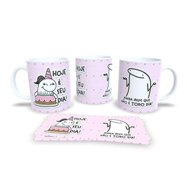 Imagem de Caneca Decorativa Parabéns Amiga, Cerâmica, Listras Coloridas, Design Divertido com Bolo de Aniversário, Presente para Amiga (12878)