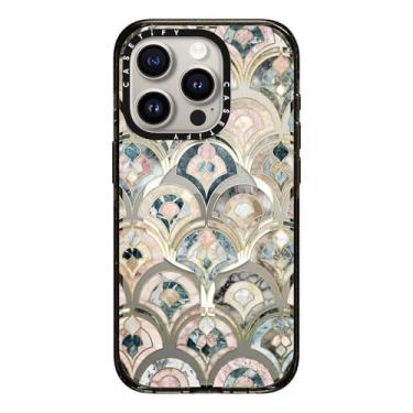 Imagem de CASETiFY Capa Impact para iPhone 15 Pro [proteção contra quedas de grau militar de 2,5 m 4X/compatível com Magsafe] - Azulejos de mármore Art Déco - Preto transparente
