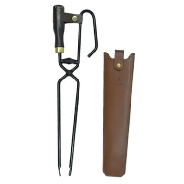 Imagem de YIJU Pinça para lenha reforçada, pinça para fogueira, de aço carbono para lareira, para churrasqueira.
