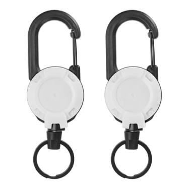 Imagem de PATIKIL Chaveiro retrátil, 2 peças, porta-crachá retrátil resistente, carretel de crachá, clipe de chaveiro com cordão de aço de 59,9 cm, quintal para chaves, pesca, ciclismo, caminhada, mochila