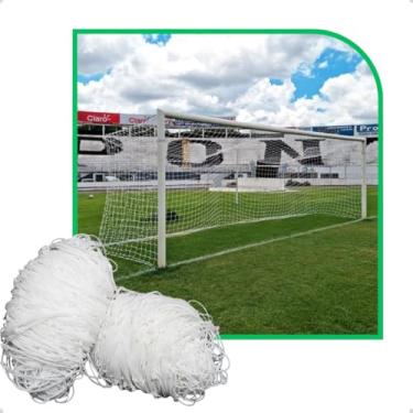 Imagem de Par de Rede de Futebol Campo Copa México Quadrada Fio 4mm Nylon Sports Mania - Branco