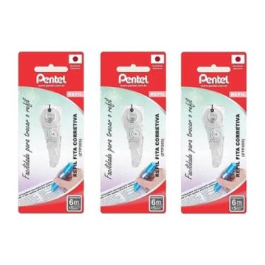 Imagem de Refil para fita corretiva Pentel com 3 unidades