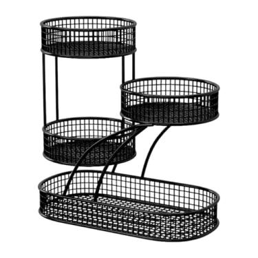 Imagem de Ioensy Cesta de frutas, fruteira de malha, organizador multifuncional para balcão de banheiro e quarto, prateleira para cuidados com a pele, frutas e, Preto