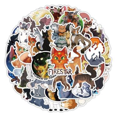 Imagem de Pacote de adesivos Warriors Cats Anime 50 unidades decorativas de 4 a 7 cm
