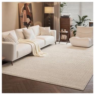 Imagem de SPXMQSS Tapetes de área para sala de estar, tapete de imitação de sisal para quarto, cor sólida, antiderrapante, lavável, resistente ao desgaste para sala de estar, quarto, dormitório, entrada