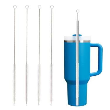Imagem de Escova de limpeza de palha para Stanley, 4 peças, escova de limpeza de canudo extralonga para 1,134 g, 850 g, 597 g, caneca Stanley e limpeza de mais vidro, inoxidável, garrafa e canudo de silicone