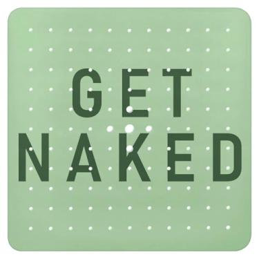 Imagem de Tapete de banheira antiderrapante, tapete de banheira quadrado Get Naked Tapete de chuveiro com ventosas para adultos e crianças idosos 53 x 53 centímetros