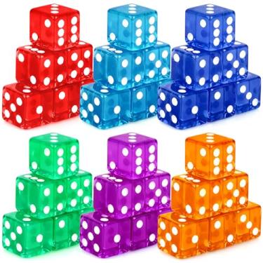 Imagem de Lemicin 36 Piece 19mm Casino Style Craps Dice Sets Acrylic Translucent D6 Dice Bulk Square Rounded Edge for Casino Craps Table Games and Board Games Party Bar Entertainment