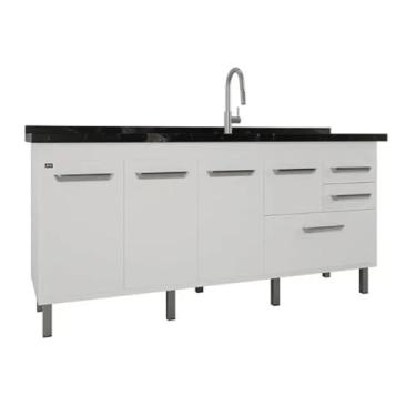 Imagem de Gabinete de Cozinha 174cm Branco Balcão 3 Gavetas 100% Mdf (Branco)