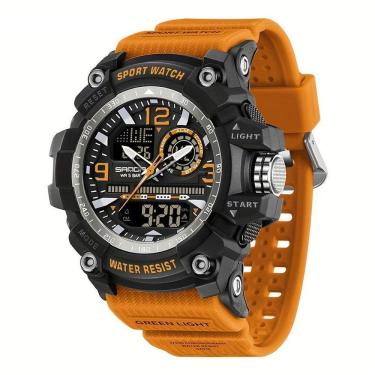 Imagem de Relógio Esportivo Digital Multifuncional Resistente À Água 50m Alarme Preto Laranja