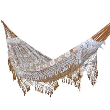 Imagem de Rede de Dormir e Descanso Super Casal Marquesa Algodão Jaguaruana. (Caramelo e Branco)