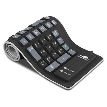 Imagem de Teclado de silicone com fio USB portátil dobrável enrolável 103 teclas clique silencioso para laptop PC notebook casa escritório viagem trabalho estudo