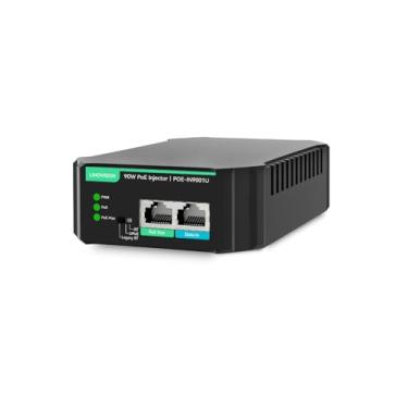 Imagem de Injetor PoE LINOVISION Gigabit 90W 802.3bt, compatível com dispositivos PD padrão e legados não padrão, injetor PoE++ para câmeras PTZ de alto consumo de energia e telefones VoIP.