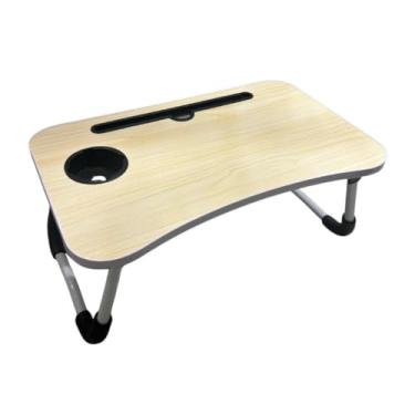 Imagem de Mesa Apoio Dobrável Cama Sofá Notebook Tablet Refeição Mesinha(Marrom Claro)