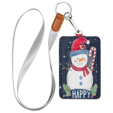 Imagem de Wassud Lindos cordões de couro PU de boneco de neve de Natal para crachás de identificação, porta-chaves, porta-crachás, cartões de crédito para funcionários de escritórios, estudantes, funcionários
