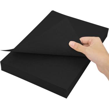 Imagem de Neehows 100 folhas 300 g/m2/49,9 kg, cartolina preta de 21 x 29 cm de espessura, papel de artesanato pesado para convites, scrapbooking, decoração - preto