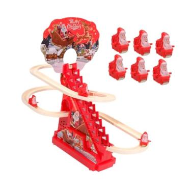 Imagem de menolana Brinquedo elétrico do Papai Noel subindo escadas com luz e música, decoração para casa, lembrancinha de festa, jogo de escorregador, brinquedo, com 9 Figuras Do Papai Noel