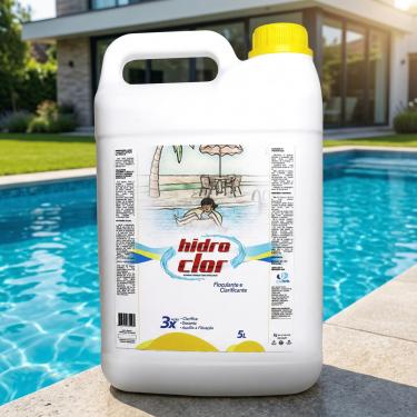 Imagem de FLOCULANTE E CLARIFICANTE HIDROCLOR 5L para Piscina, Tratamento de Água, Tripla Ação, Concentração 32%, Líquido