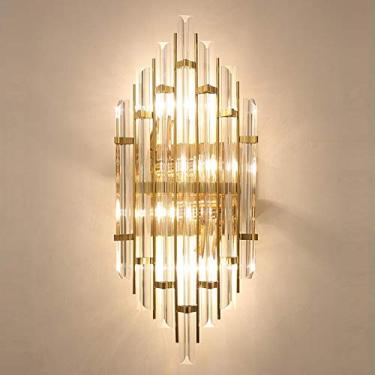 Imagem de Arandelas de parede modernas com cristais LED, luxuosas, para quarto, cabeceira, sala de estar, corredor, E14, A