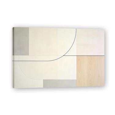 Imagem de Arte em tela minimalista círculo simples: Serenidade tons neutros grande área em branco para decoração de espaço calmo 50 x 75 cm emoldurado